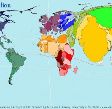 Granice każdego kraju dostosowane do liczby jego mieszkańców, 2011