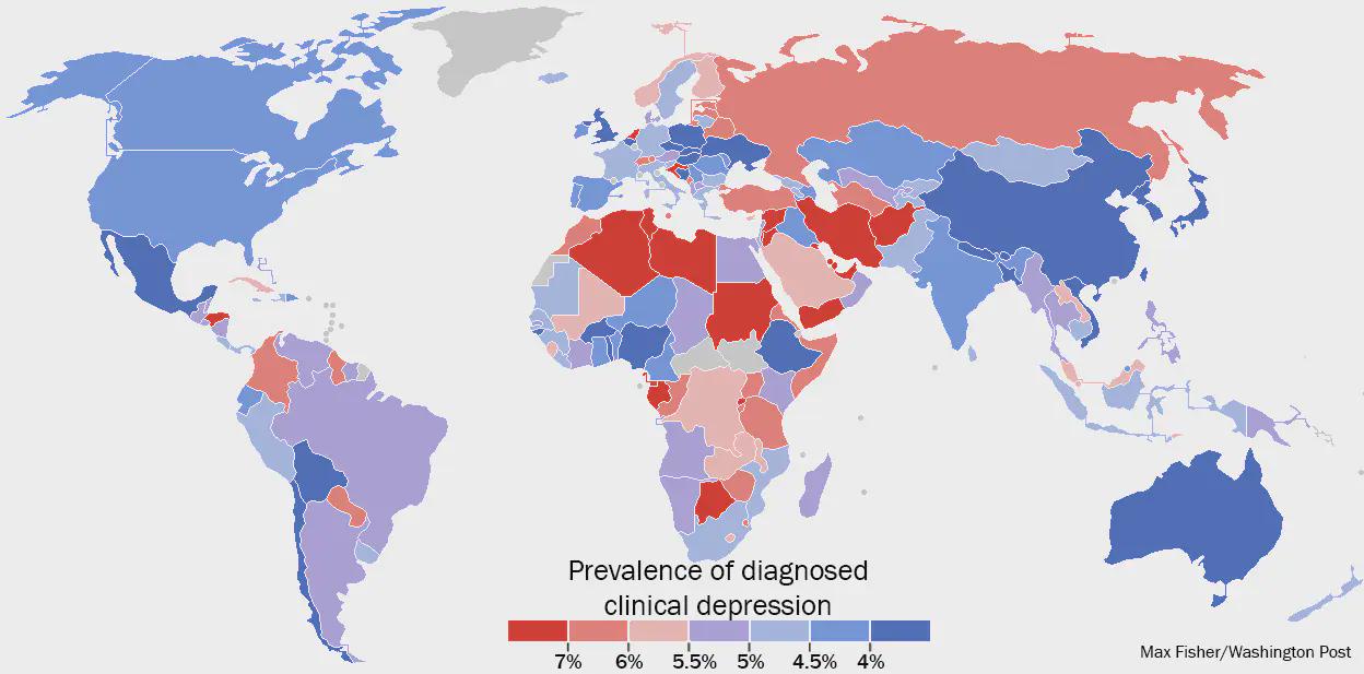 Wskaźniki występowania depresji na świecie