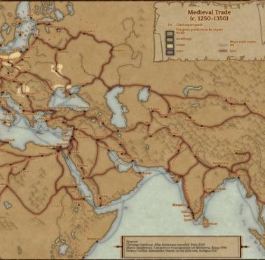 Główne szlaki handlowe średniowiecznej Europy 1250-1350