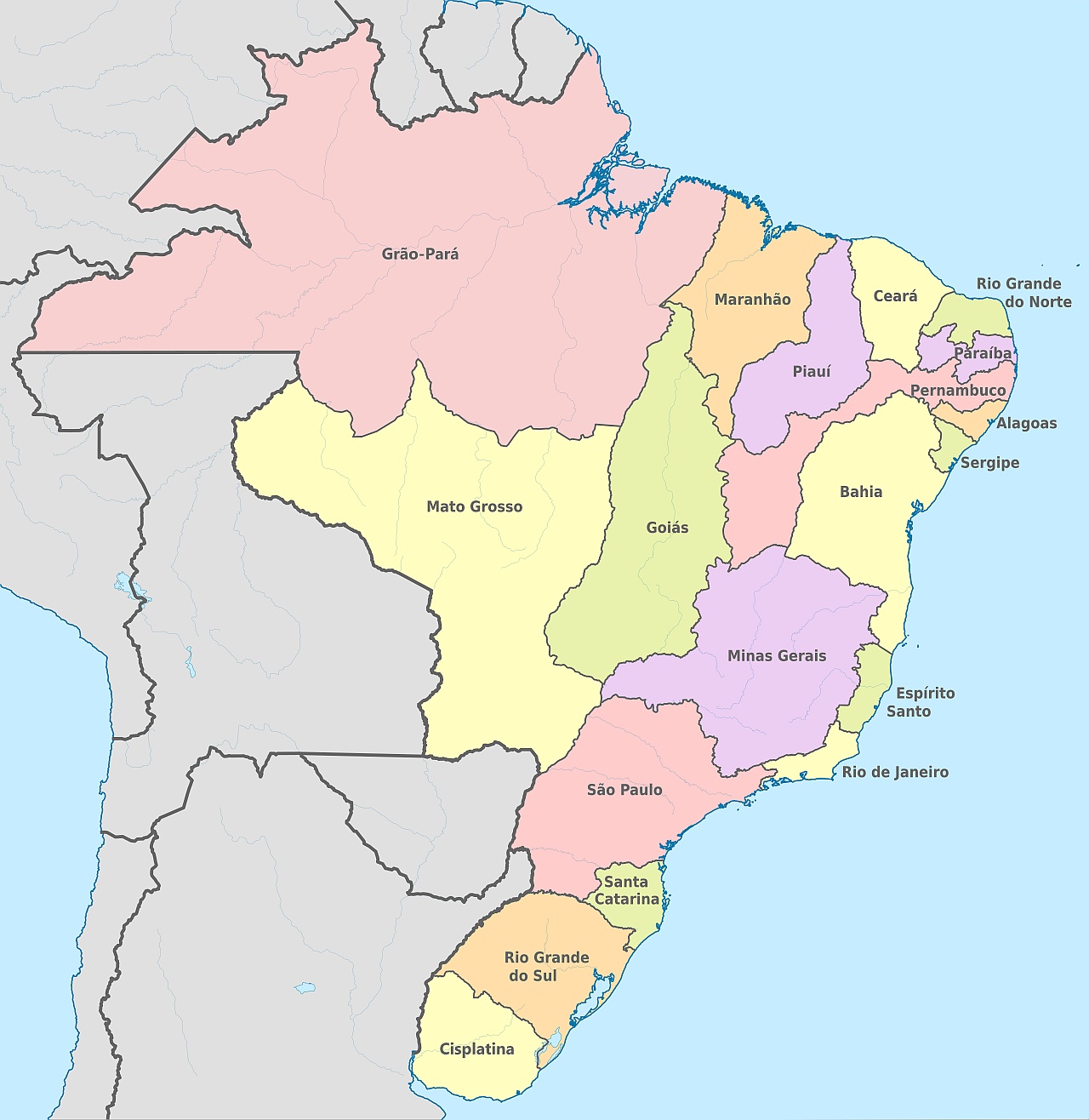 Mapa Brazylii w 1822 roku