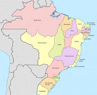 Mapa Brazylii w 1822 roku