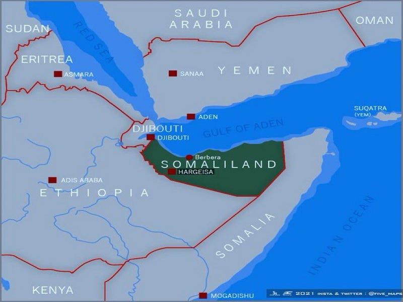 Mapa nieuznawanej islamskiej Republiki Somalilandu