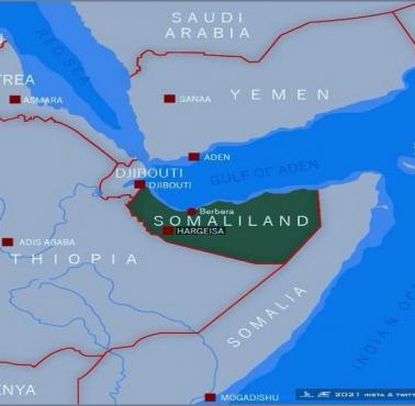 Mapa nieuznawanej islamskiej Republiki Somalilandu