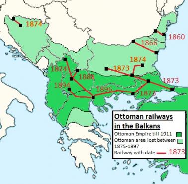 Koleje budowane przez Imperium Osmańskie na Bałkanach od 1860 roku