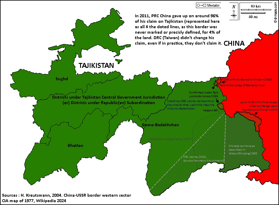 Chińsko-tadżyckie (Tadżykistan) spory graniczne, w tym ziemie scedowane na Chiny w 2011 r.