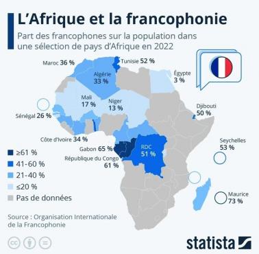 Używanie języka francuskiego w Afryce, 2022