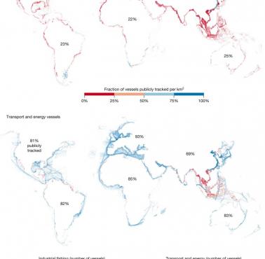 Około 75% globalnego rybołówstwa przemysłowego i 25% innej działalności statków nie jest śledzone
