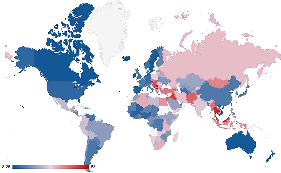 Globalny indeks ksenofobii antyimigranckiej na podstawie doi.org, 07.2022