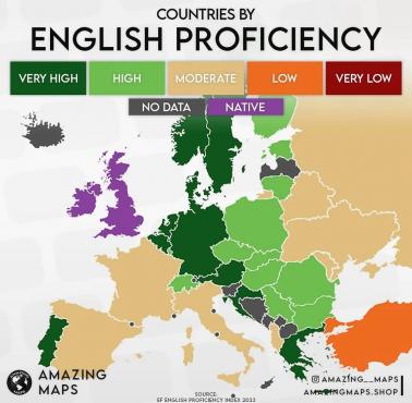 Znajomość angielskiego w Europie, World English Proficiency Index, 2023