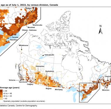 Gęstość zaludnienia Kanady, 2022