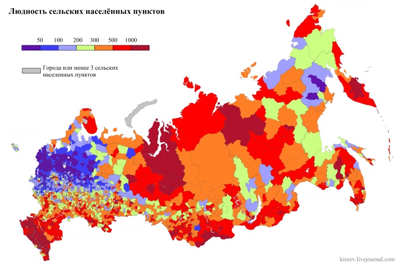 Odsetek ludności wiejskiej w Rosji według regionów i powiatów, 2010