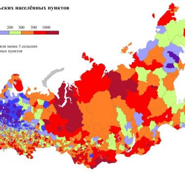 Odsetek ludności wiejskiej w Rosji według regionów i powiatów, 2010