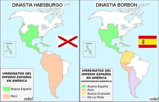 Hiszpańskie terytoria w Ameryce, które nie były koloniami, a integralnymi częściami Hiszpanii, w czasach Burbonów i Habsburgów