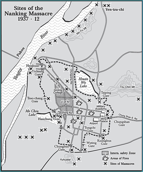 Ludobójstwo japońskie w Nankinie, w ciągu 6 tygodni zamordowano ok. 200 tys. chińskich cywilów, 1937-1938