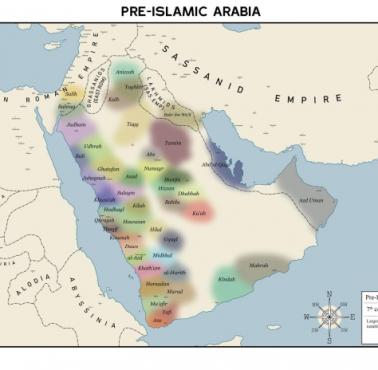 Przybliżona mapa plemion arabskich w przedislamskim Lewancie i Arabii