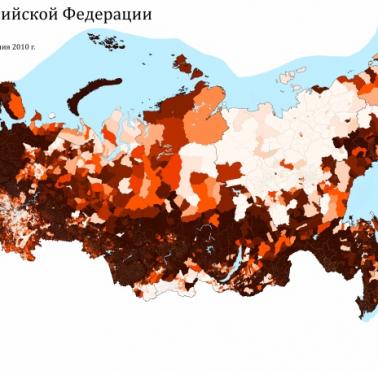 Mapa obszaru zamieszkania Słowian w Rosji, 2010