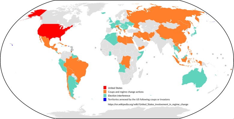 Kraje, w których USA skutecznie zorganizowały lub poparły zmianę reżimu, wikipedia