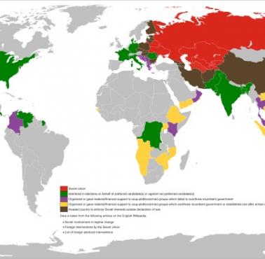 Kraje, w których Rosja (ZSRR) skutecznie zorganizowała lub poparła zmianę reżimu, wikipedia