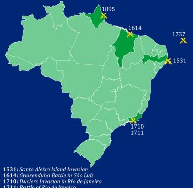 Francuskie inwazje i konflikty w Brazylii