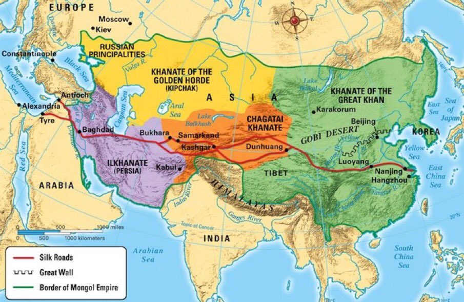 Imperium mongolskie z podziałem na chanaty, XIII wiek