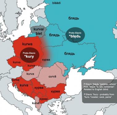 Słowo "kurwa" w różnych europejskich językach