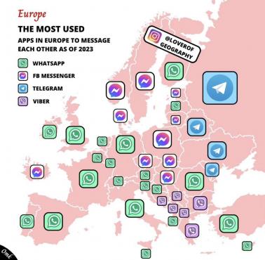 Najczęściej używane aplikacje do wysyłania wiadomości w Europie w 2023 roku