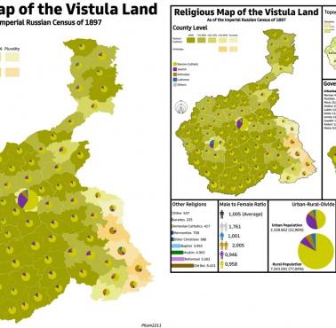 Mapa religijna Polski rosyjskiej 1897