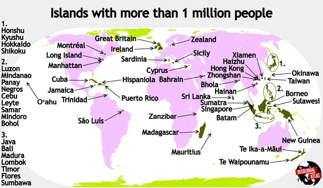 Wyspy na świecie z ponad 1 milionem mieszkańców