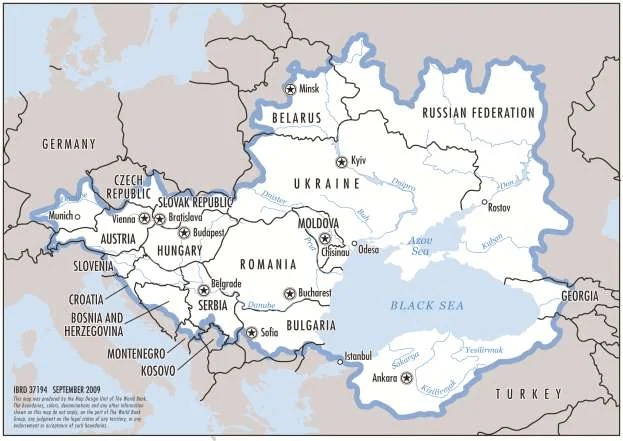 Mapa zlewiska Morza Czarnego