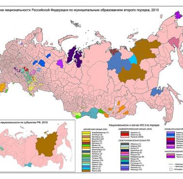 Największa grupa etniczna w każdym regionie Rosji, 2010