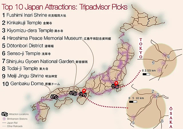 Top10 najpopularniejszych atrakcji w Japonii wg.Tripadvisor