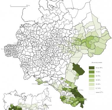 Mapa religijna Rosji z 1897 roku - muzułmanie