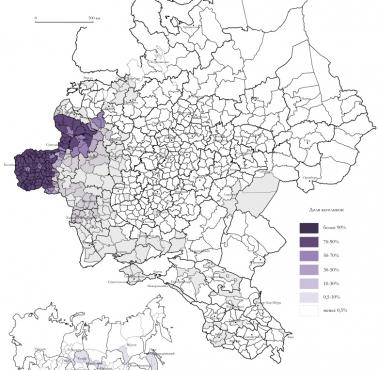 Mapa religijna Rosji z 1897 roku - katolicy