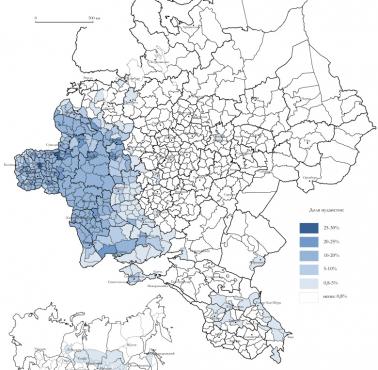 Mapa religijna Rosji z 1897 roku - żydzi