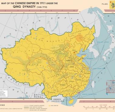 Mapa Chin w 1911 roku rewolucji Xinhai, która zakończyła rządy dynastii Qing