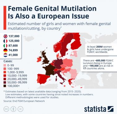 Okaleczanie żeńskich narządów płciowych w Europie, 2015-2020