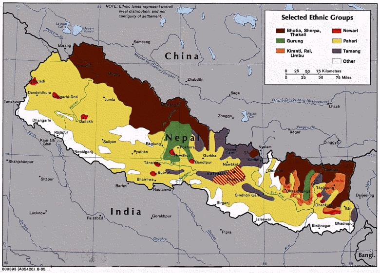 Mapa etniczna Nepalu
