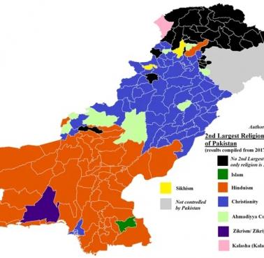 2. największa religia według dystryktu w Pakistanie