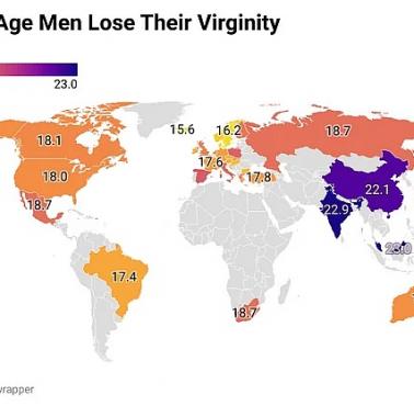 Średni wiek, w którym mężczyźni tracą dziewictwo