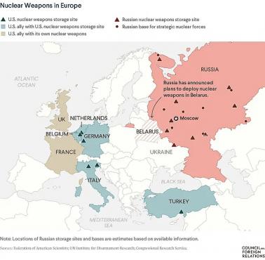 Rozmieszczenie amerykańskiej i rosyjskiej broni atomowej w Europie, 2023