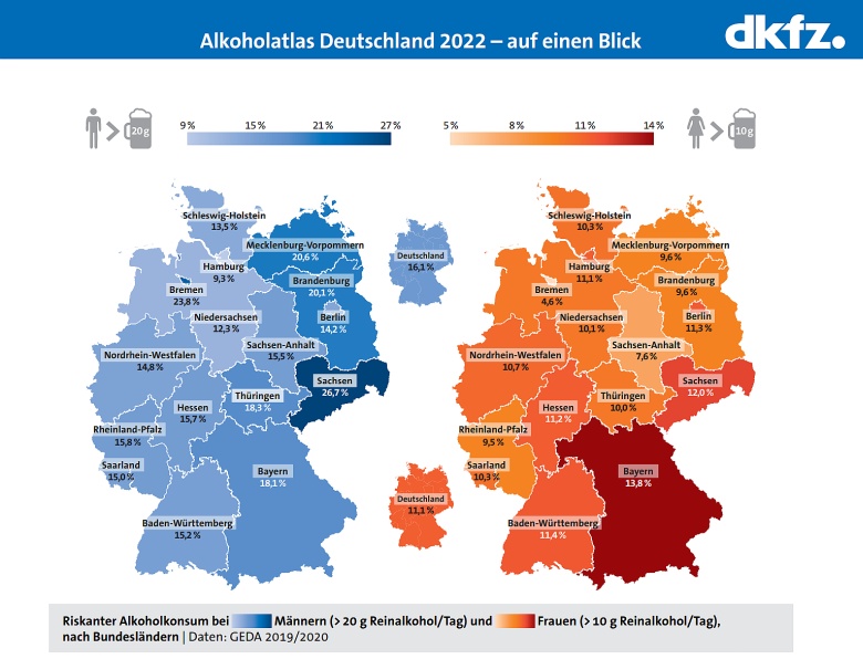 Gdzie w Niemczech pije się najwięcej alkoholu?, 2021