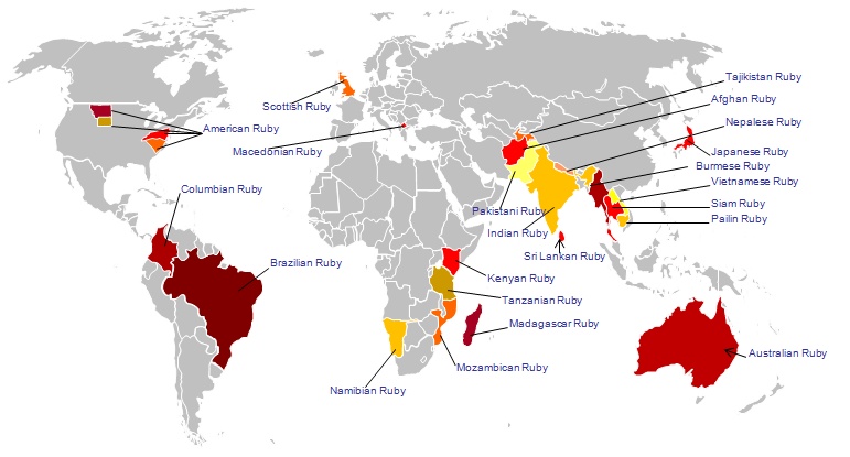 Gdzie na świecie występują rubiny?