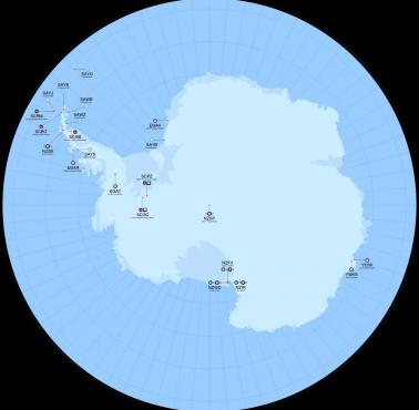 Mapa lotnisk na Antarktydzie (format ICAO)