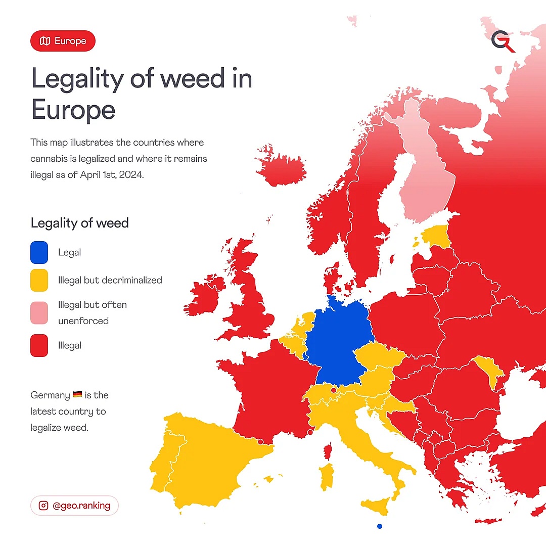 Legalność marihuany w Europie, stan 1 kwietnia 2024