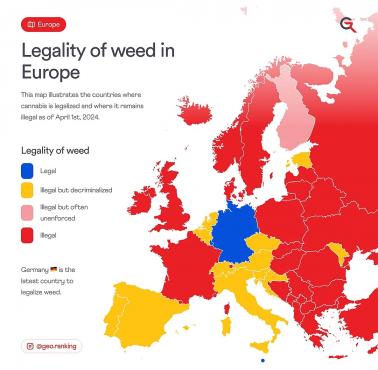 Legalność marihuany w Europie, stan 1 kwietnia 2024