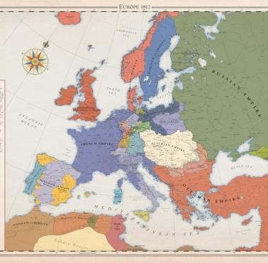 Mapa Europy z 1 czerwca 1812 roku