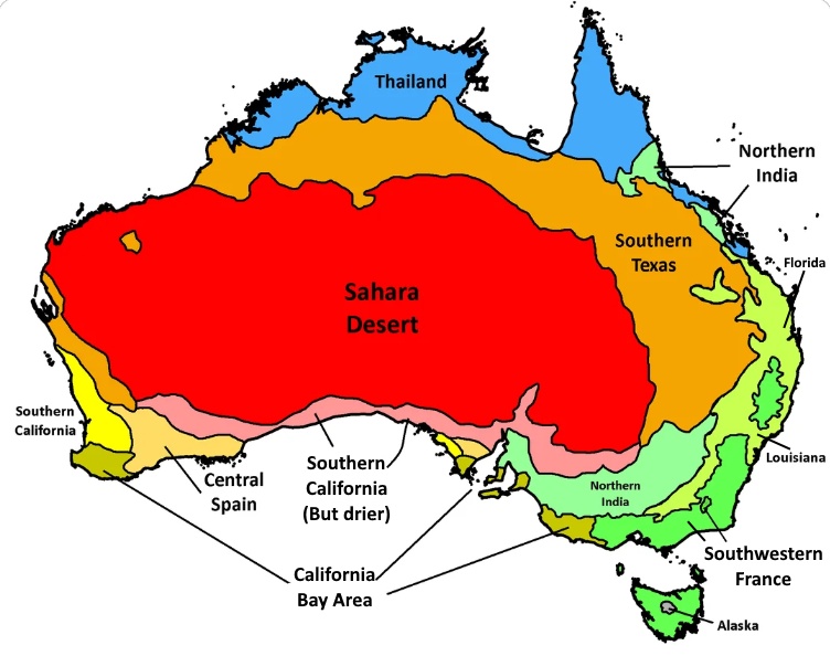 Odpowiedniki klimatu innych krajów w Australii i Tasmanii