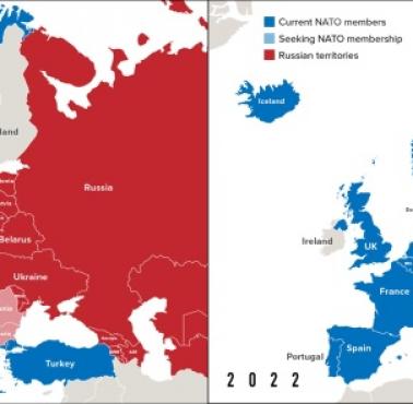 Porównanie wielkości: Europejscy członkowie NATO a Układ Warszawski (1990-2022)