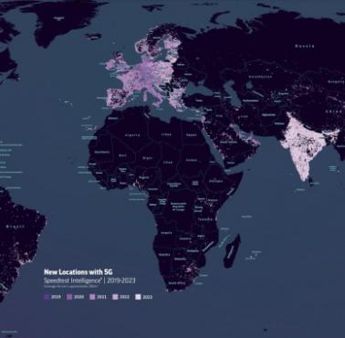 Globalna dostępność 5G według krajów, 2019-2023