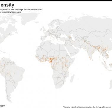 Liczba języków w poszczególnych państwach świata (różnorodność językowa)